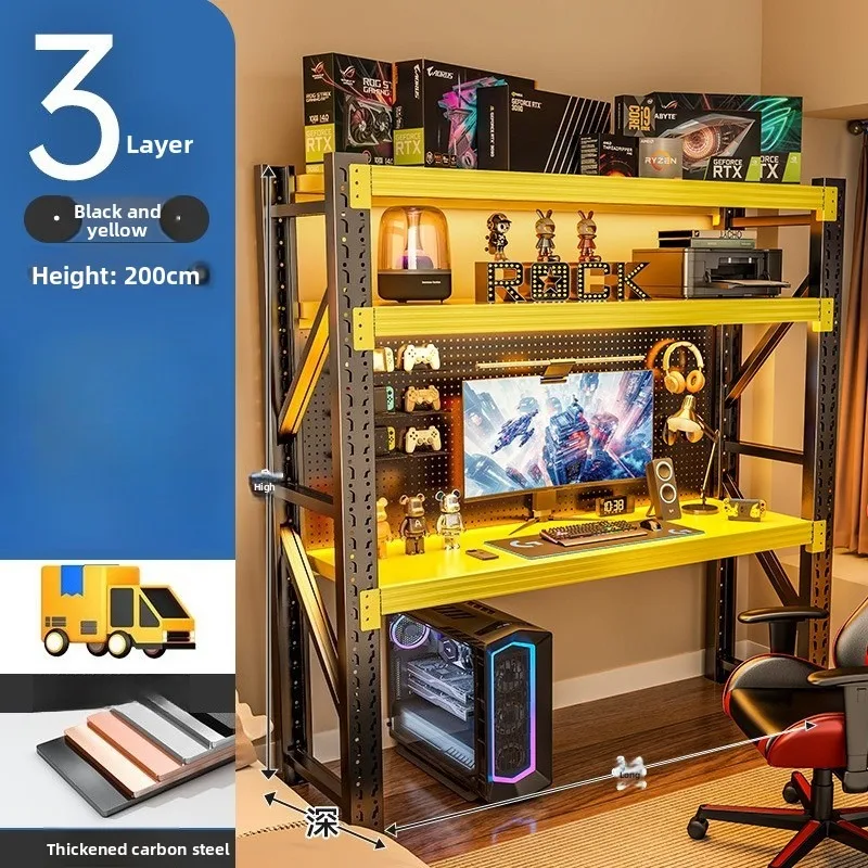 #   人間工学に基づいた設計のゲーミングデスク。多層収納ラ - Desk Setup L Shaped のレビューと価格