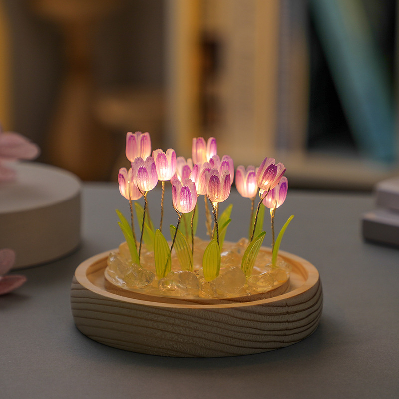 手作りのチューリップの夜の光,創造的なオフィスの雰囲気の装飾 - Desk Setup Lamp のレビューと価格